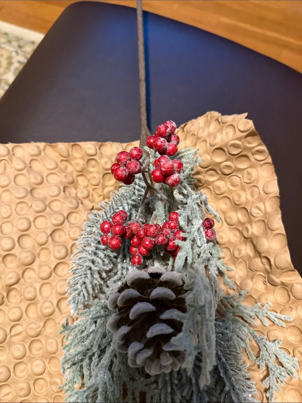Frosted Pinecone & Red Berry Holiday Pick